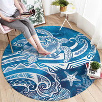 World Ocean Day Polynesian Pattern Round Carpet Crystal Waves