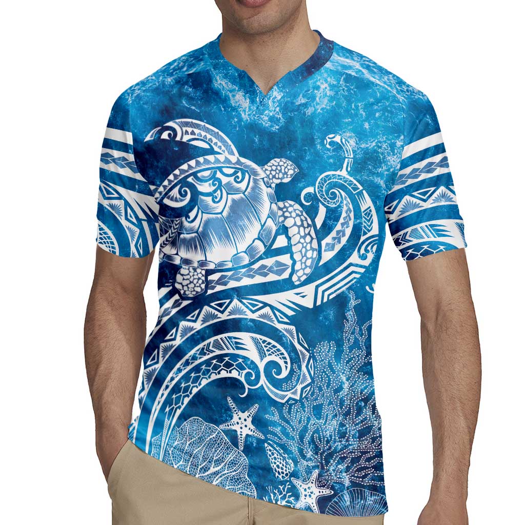 World Ocean Day Polynesian Pattern Rugby Jersey Crystal Waves LT7 - Polynesian Pride