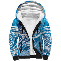World Ocean Day Polynesian Pattern Sherpa Hoodie Crystal Waves LT7 Unisex Blue - Polynesian Pride