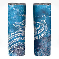 World Ocean Day Polynesian Pattern Skinny Tumbler Crystal Waves