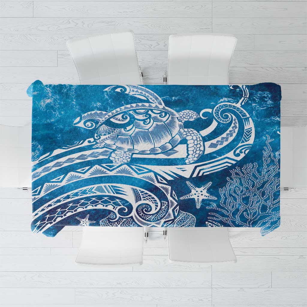 World Ocean Day Polynesian Pattern Tablecloth Crystal Waves LT7 Blue - Polynesian Pride