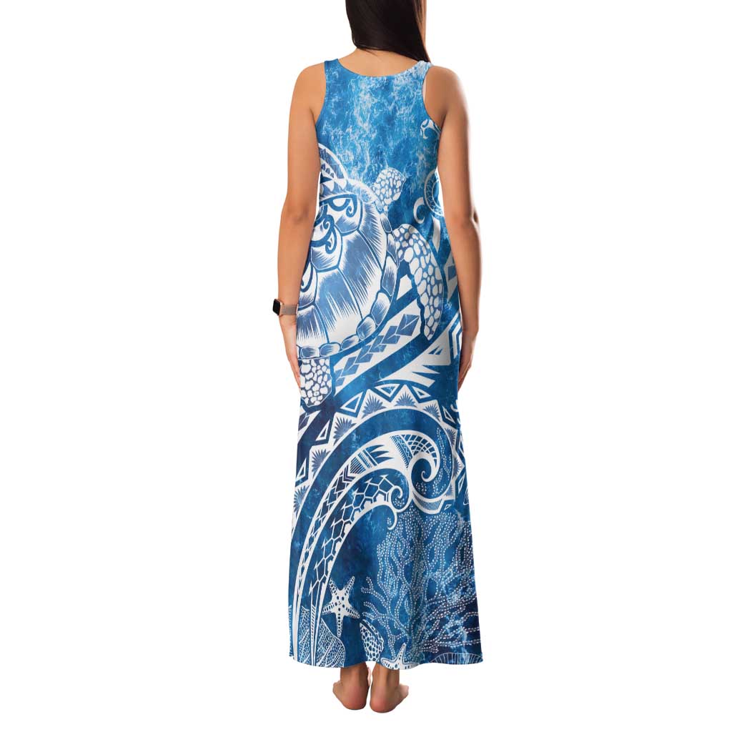 World Ocean Day Polynesian Pattern Tank Maxi Dress Crystal Waves
