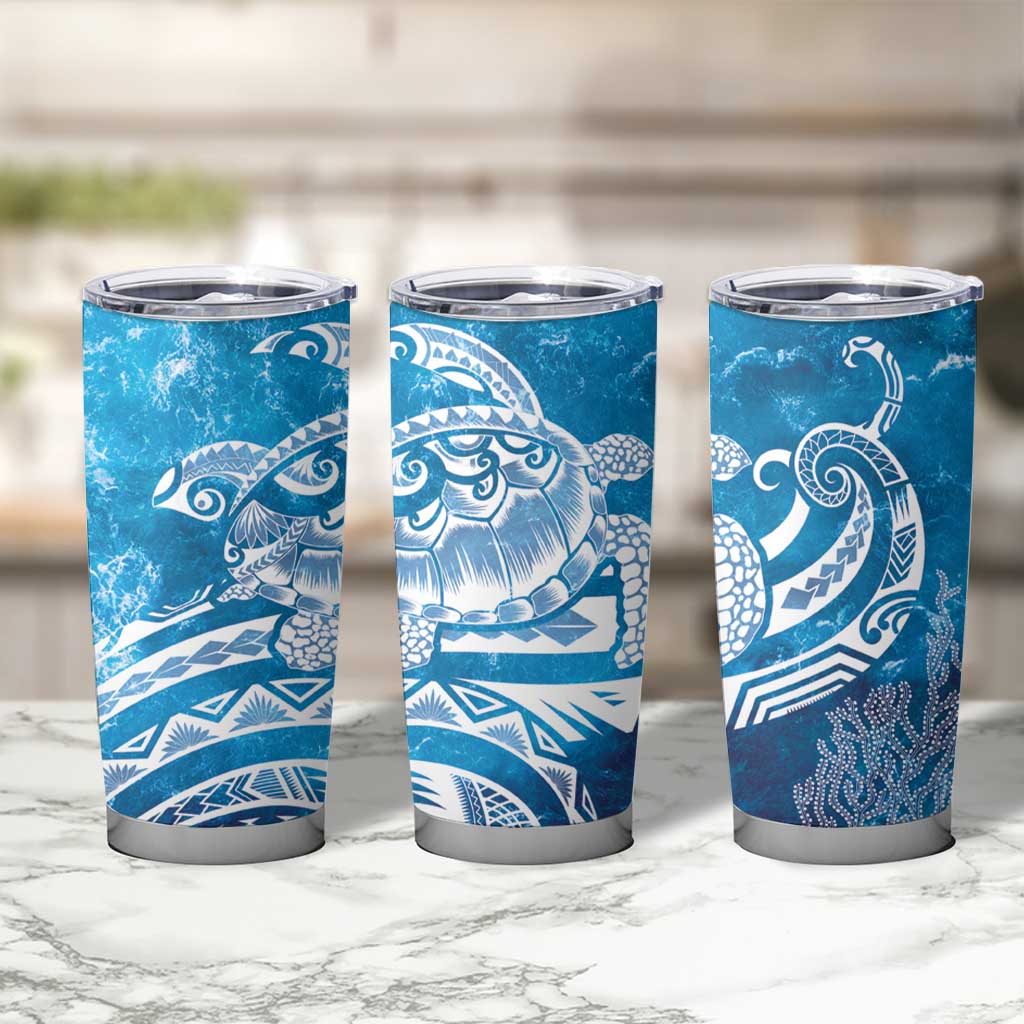World Ocean Day Polynesian Pattern Tumbler Cup Crystal Waves