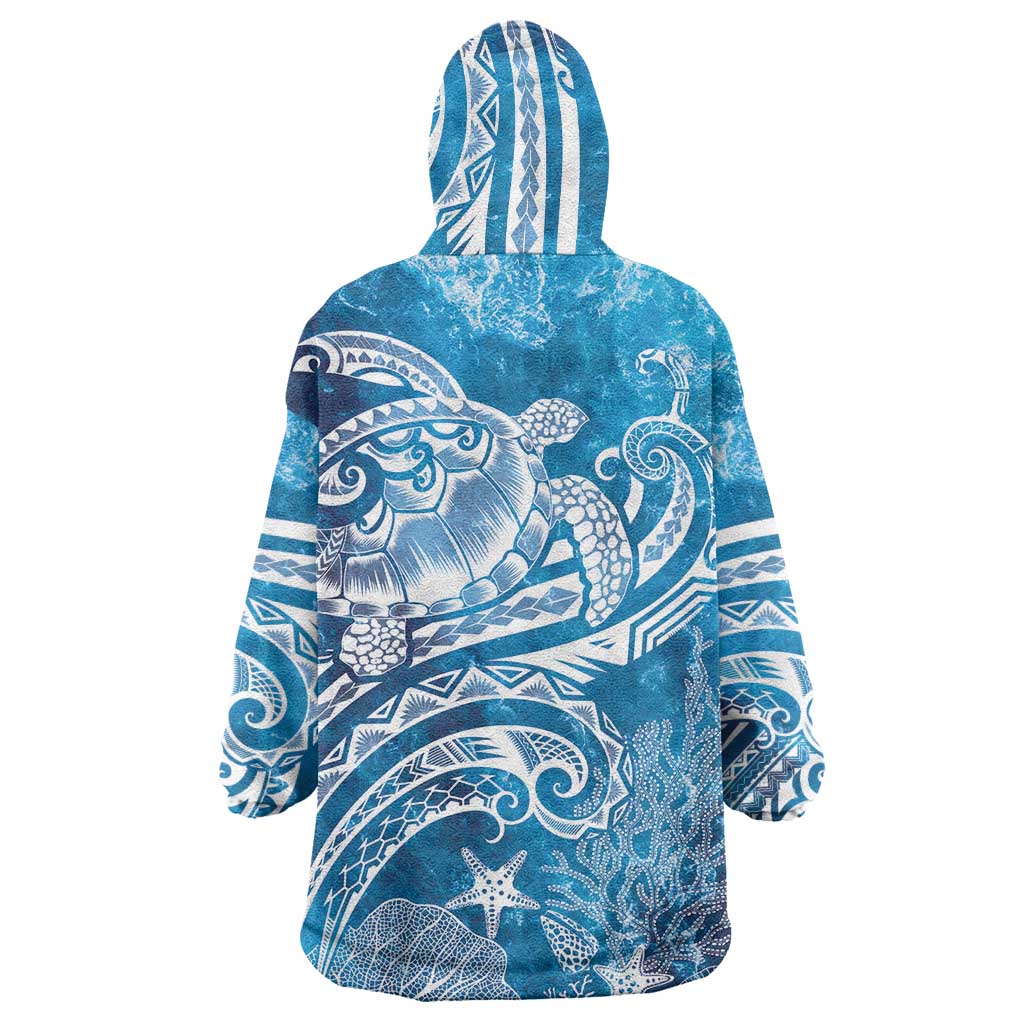 World Ocean Day Polynesian Pattern Wearable Blanket Hoodie Crystal Waves LT7 - Polynesian Pride