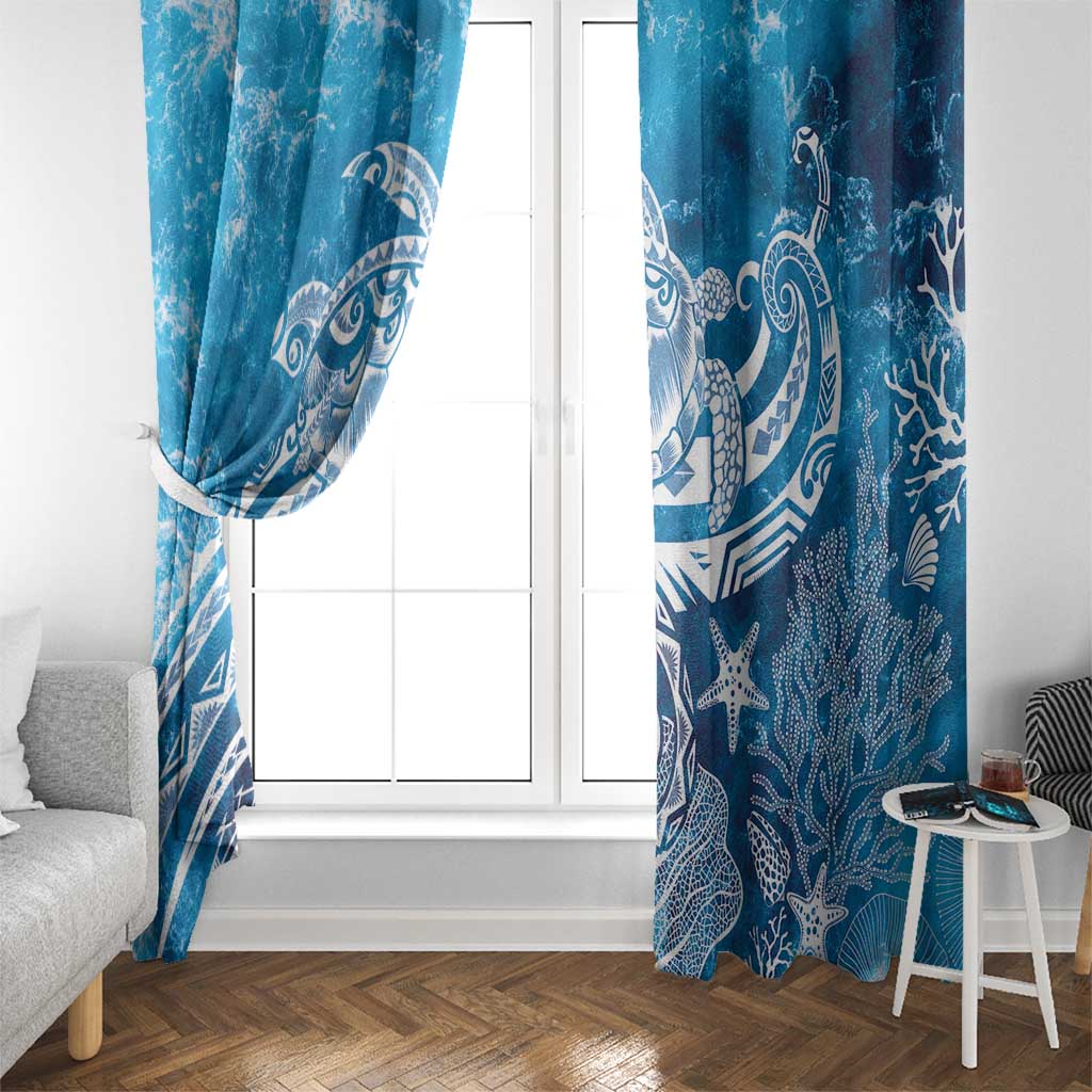 World Ocean Day Polynesian Pattern Window Curtain Crystal Waves LT7 - Polynesian Pride
