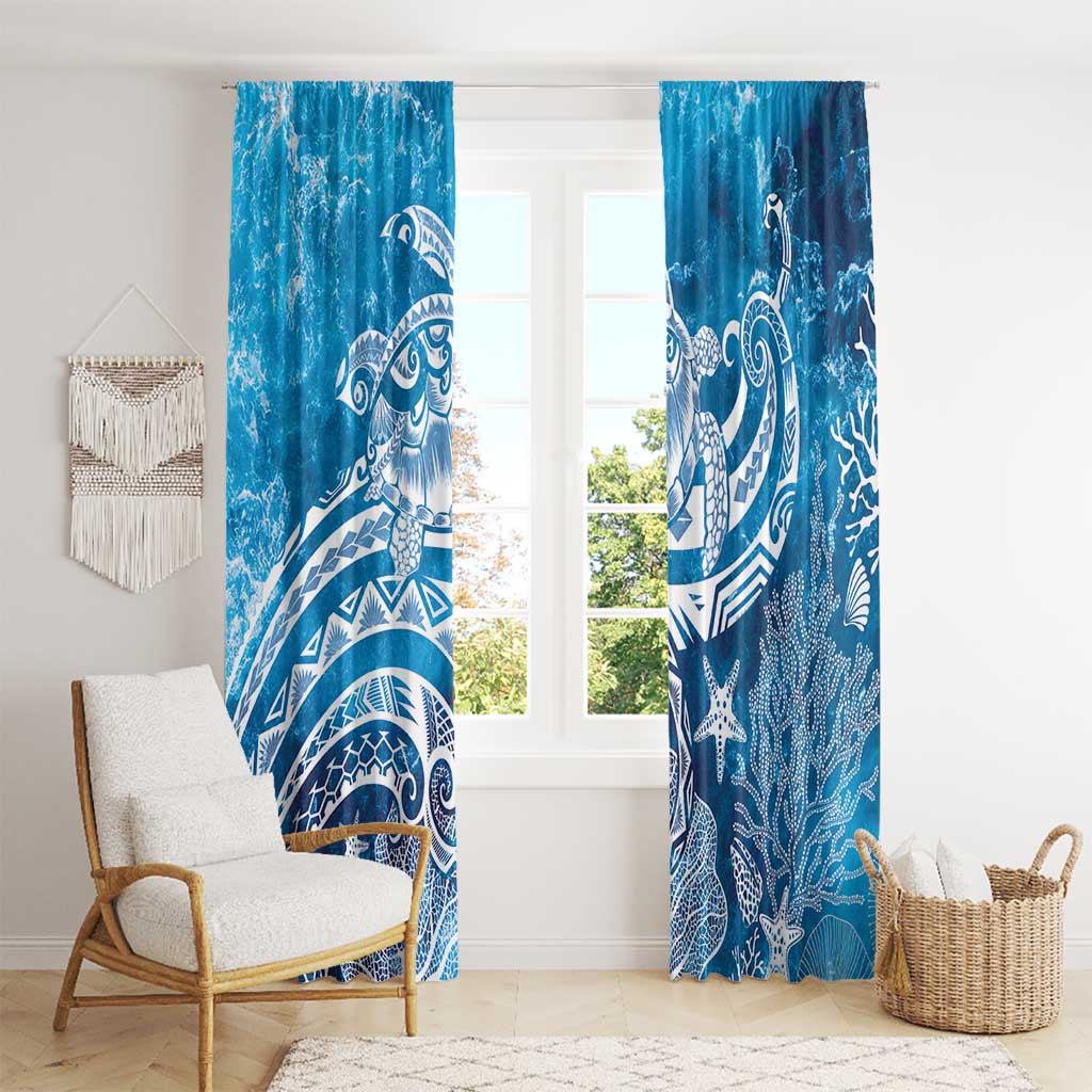 World Ocean Day Polynesian Pattern Window Curtain Crystal Waves LT7 - Polynesian Pride