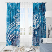 World Ocean Day Polynesian Pattern Window Curtain Crystal Waves LT7 - Polynesian Pride