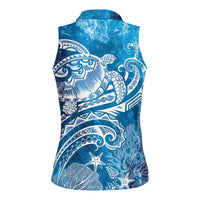World Ocean Day Polynesian Pattern Women Sleeveless Polo Shirt Crystal Waves