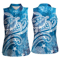 World Ocean Day Polynesian Pattern Women Sleeveless Polo Shirt Crystal Waves