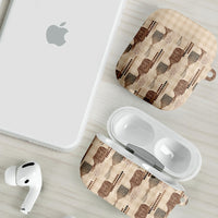 Aloha Hawaii Vintage Kahili Pa'a Lima AirPods Case Palaka Print Cozy Beige