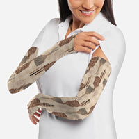 Aloha Hawaii Vintage Kahili Pa'a Lima Arm Sleeves Palaka Print Cozy Beige