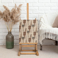 Aloha Hawaii Vintage Kahili Pa'a Lima Canvas Wall Art Palaka Print Cozy Beige