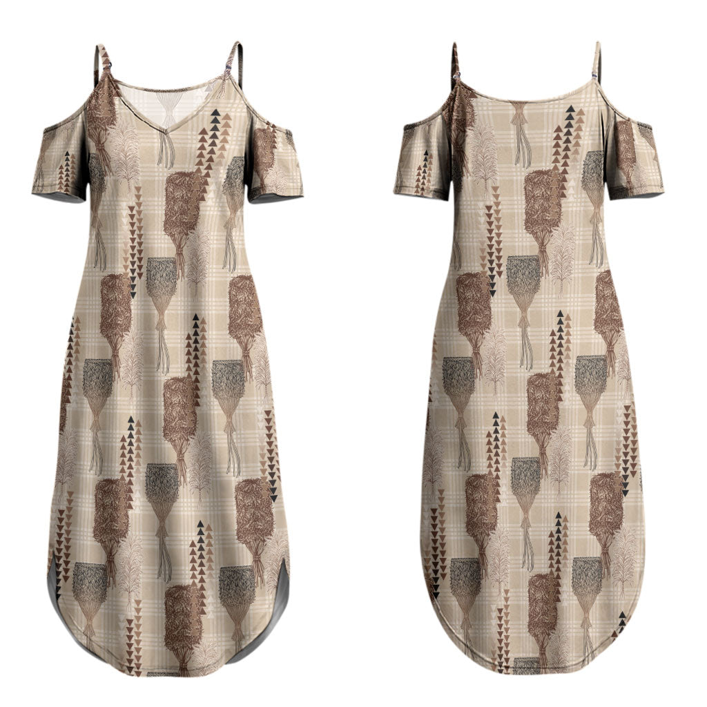Aloha Hawaii Vintage Kahili Pa'a Lima Couples Matching Summer Maxi Dress and Hawaiian Shirt Palaka Print Cozy Beige