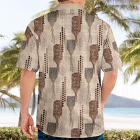 Aloha Hawaii Vintage Kahili Pa'a Lima Hawaiian Shirt Palaka Print Cozy Beige