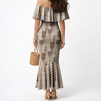 Aloha Hawaii Vintage Kahili Pa'a Lima Mermaid Dress Palaka Print Cozy Beige