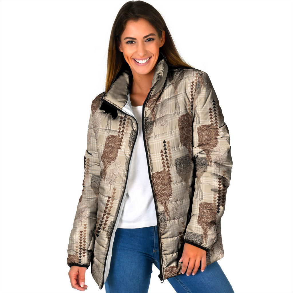 Aloha Hawaii Vintage Kahili Pa'a Lima Padded Jacket Palaka Print Cozy Beige