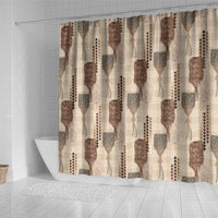 Aloha Hawaii Vintage Kahili Pa'a Lima Shower Curtain Palaka Print Cozy Beige