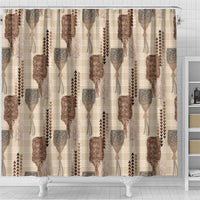 Aloha Hawaii Vintage Kahili Pa'a Lima Shower Curtain Palaka Print Cozy Beige