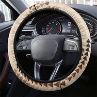 Aloha Hawaii Vintage Kahili Pa'a Lima Steering Wheel Cover Palaka Print Cozy Beige