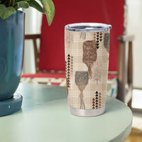Aloha Hawaii Vintage Kahili Pa'a Lima Tumbler Cup Palaka Print Cozy Beige