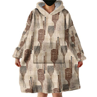 Aloha Hawaii Vintage Kahili Pa'a Lima Wearable Blanket Hoodie Palaka Print Cozy Beige