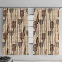 Aloha Hawaii Vintage Kahili Pa'a Lima Window Curtain Palaka Print Cozy Beige