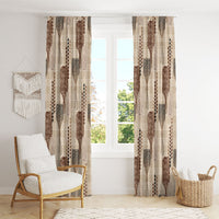 Aloha Hawaii Vintage Kahili Pa'a Lima Window Curtain Palaka Print Cozy Beige