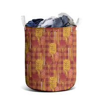Aloha Hawaii Vintage Kahili Pa'a Lima Laundry Basket Palaka Print Hilo Royal Red-Yellow