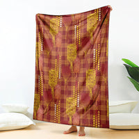 Aloha Hawaii Vintage Kahili Pa'a Lima Blanket Palaka Print Hilo Royal Red-Yellow