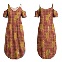 Aloha Hawaii Vintage Kahili Pa'a Lima Couples Matching Summer Maxi Dress and Hawaiian Shirt Palaka Print Hilo Royal Red-Yellow