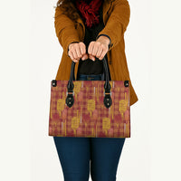 Aloha Hawaii Vintage Kahili Pa'a Lima Leather Bag Palaka Print Hilo Royal Red-Yellow