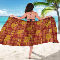 Aloha Hawaii Vintage Kahili Pa'a Lima Sarong Palaka Print Hilo Royal Red-Yellow