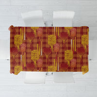 Aloha Hawaii Vintage Kahili Pa'a Lima Tablecloth Palaka Print Hilo Royal Red-Yellow