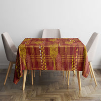 Aloha Hawaii Vintage Kahili Pa'a Lima Tablecloth Palaka Print Hilo Royal Red-Yellow