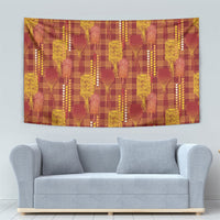 Aloha Hawaii Vintage Kahili Pa'a Lima Tapestry Palaka Print Hilo Royal Red-Yellow