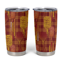 Aloha Hawaii Vintage Kahili Pa'a Lima Tumbler Cup Palaka Print Hilo Royal Red-Yellow