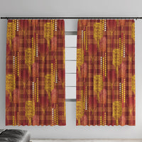 Aloha Hawaii Vintage Kahili Pa'a Lima Window Curtain Palaka Print Hilo Royal Red-Yellow