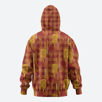 Aloha Hawaii Vintage Kahili Pa'a Lima Zip Hoodie Palaka Print Hilo Royal Red-Yellow