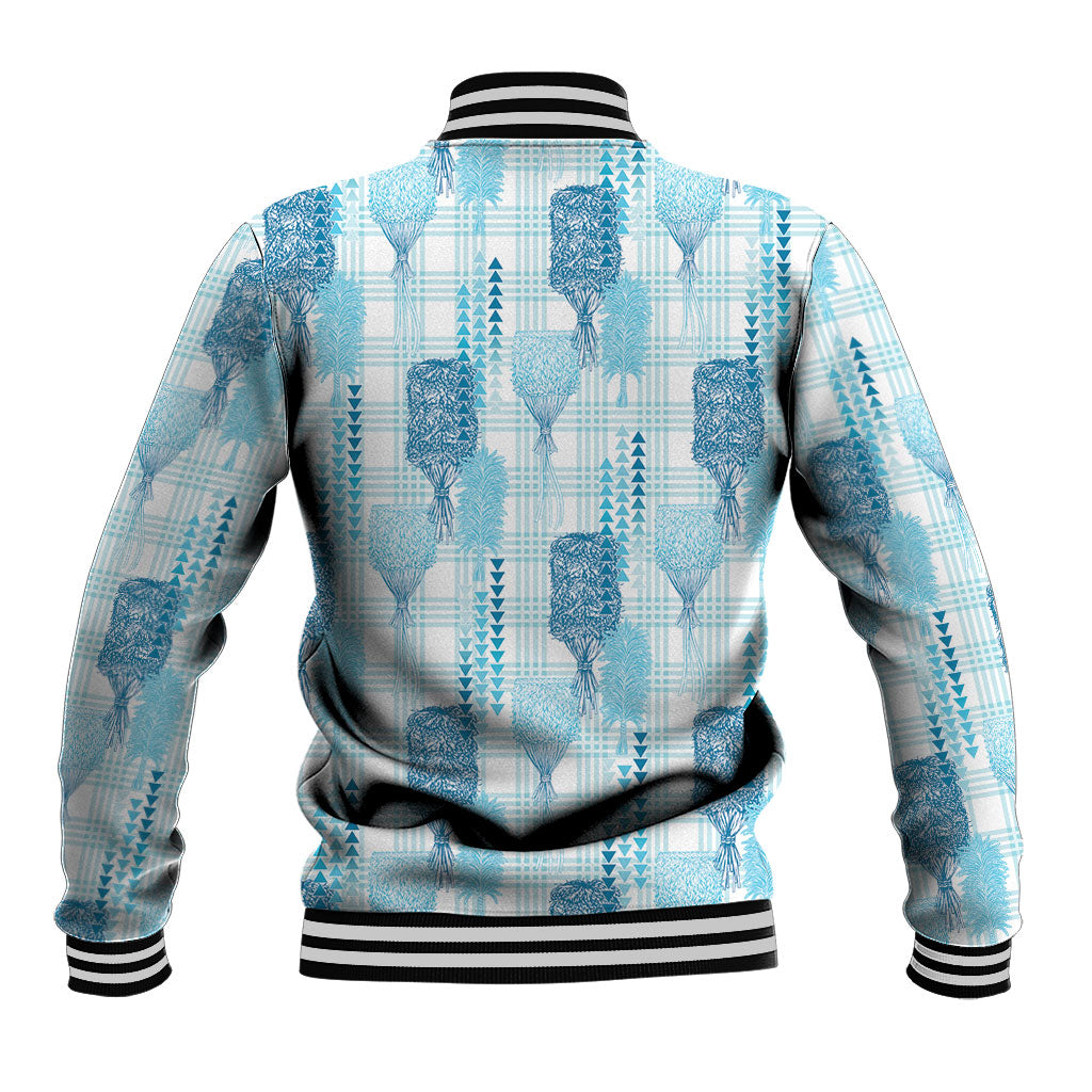 Aloha Hawaii Vintage Kahili Pa'a Lima Baseball Jacket Palaka Print Oceanic Turquoise