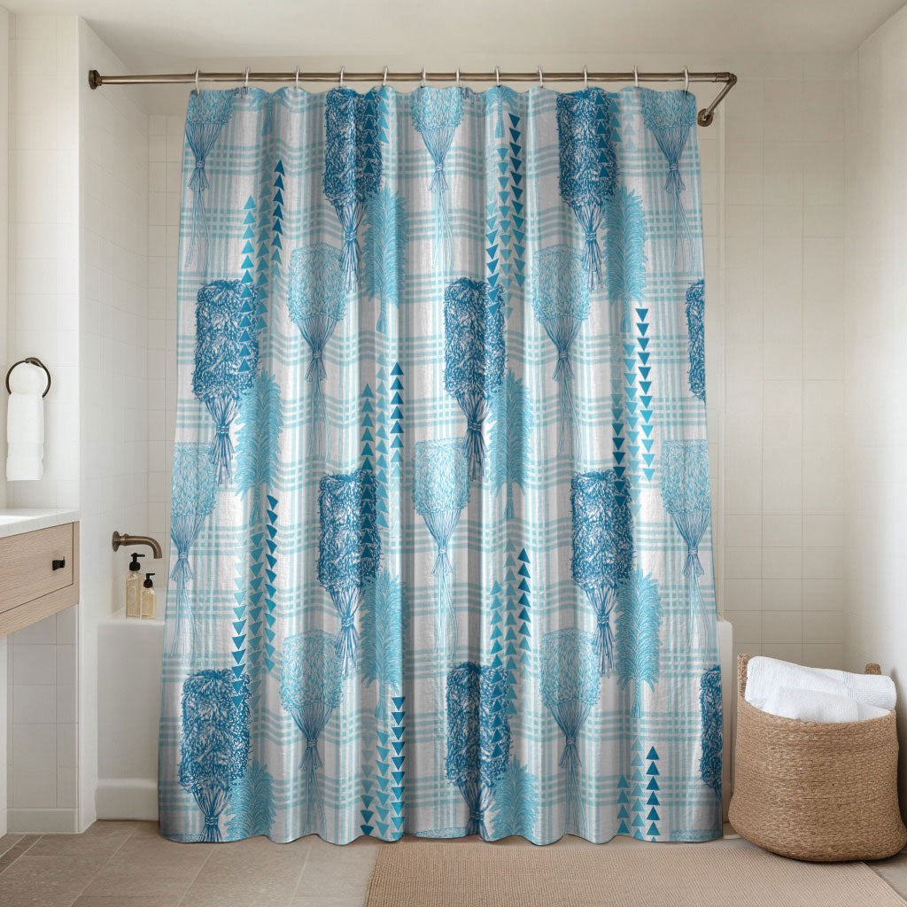 Aloha Hawaii Vintage Kahili Pa'a Lima Bathroom Set Palaka Print Oceanic Turquoise