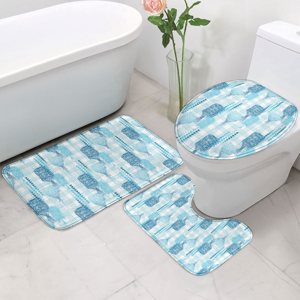 Aloha Hawaii Vintage Kahili Pa'a Lima Bathroom Set Palaka Print Oceanic Turquoise