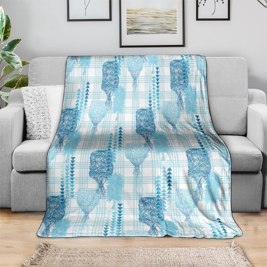 Aloha Hawaii Vintage Kahili Pa'a Lima Blanket Palaka Print Oceanic Turquoise