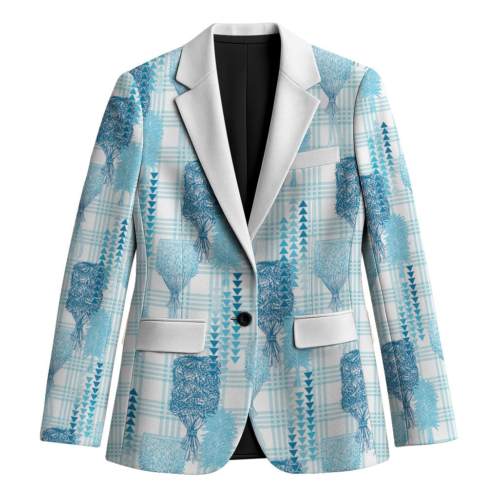 Aloha Hawaii Vintage Kahili Pa'a Lima Blazer Palaka Print Oceanic Turquoise