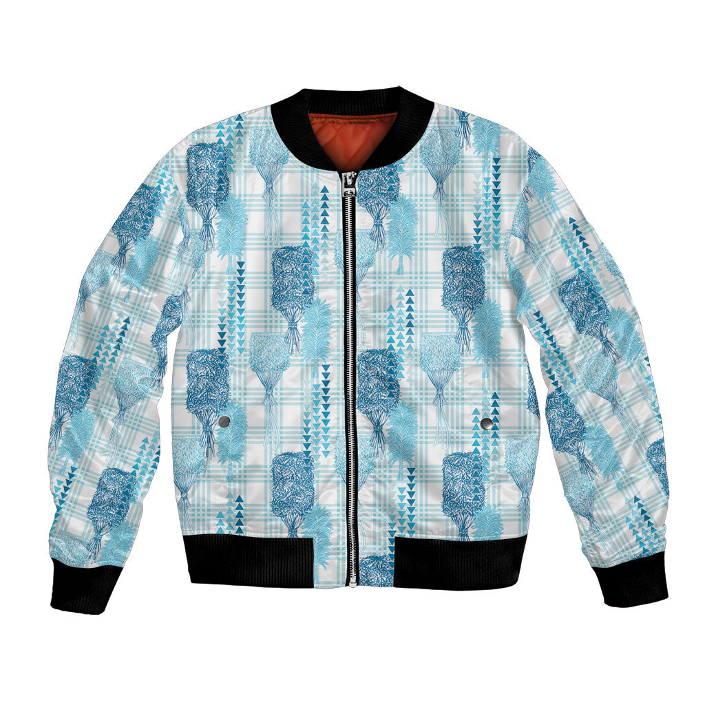 Aloha Hawaii Vintage Kahili Pa'a Lima Bomber Jacket Palaka Print Oceanic Turquoise