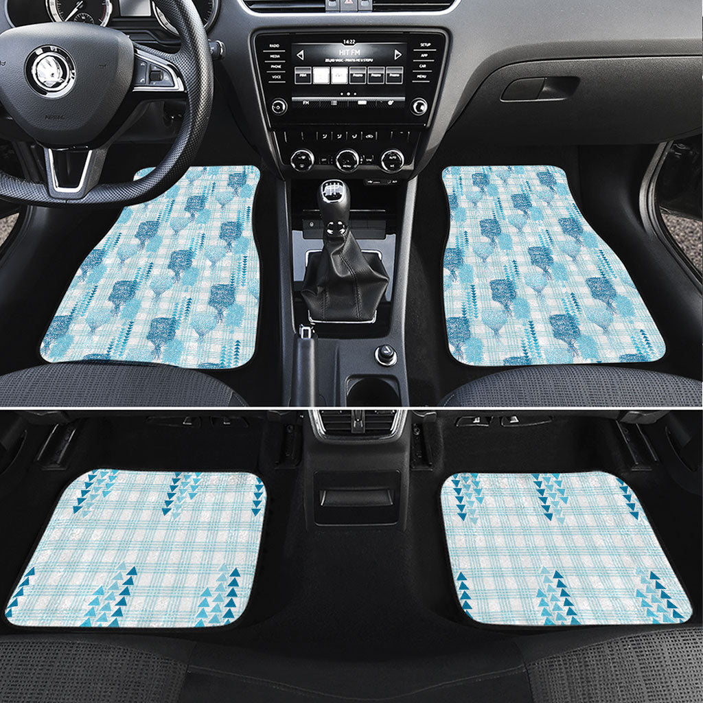 Aloha Hawaii Vintage Kahili Pa'a Lima Car Mats Palaka Print Oceanic Turquoise LT7 Set 4pcs Turquoise - Polynesian Pride
