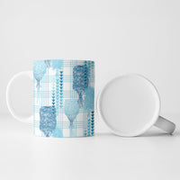Aloha Hawaii Vintage Kahili Pa'a Lima Ceramic Mug Palaka Print Oceanic Turquoise