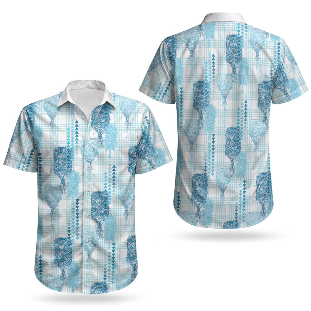 Aloha Hawaii Vintage Kahili Pa'a Lima Couples Matching Off Shoulder Maxi Dress and Hawaiian Shirt Palaka Print Oceanic Turquoise