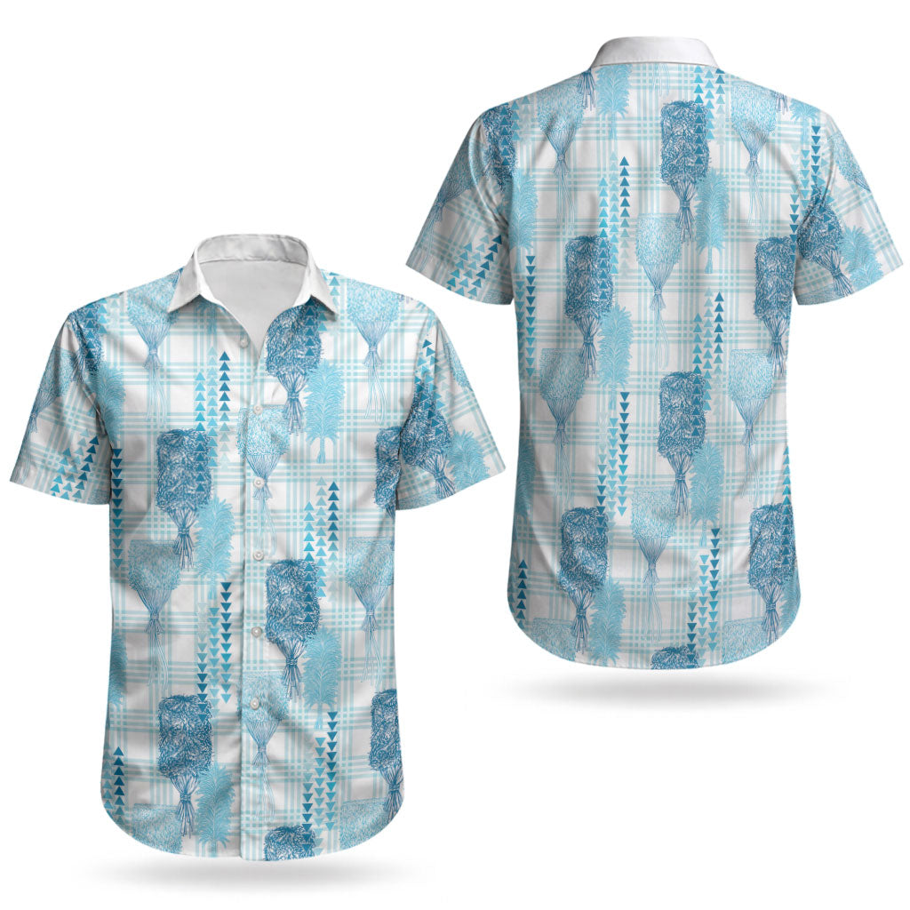 Aloha Hawaii Vintage Kahili Pa'a Lima Couples Matching Summer Maxi Dress and Hawaiian Shirt Palaka Print Oceanic Turquoise