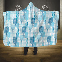 Aloha Hawaii Vintage Kahili Pa'a Lima Hooded Blanket Palaka Print Oceanic Turquoise