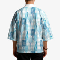 Aloha Hawaii Vintage Kahili Pa'a Lima Kimono Palaka Print Oceanic Turquoise